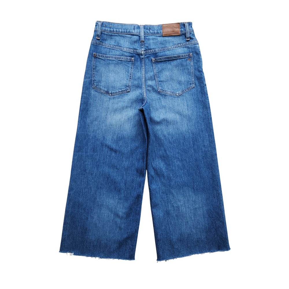 Madewell Jeans Women's 27 Fits 28x22 Blue Wide Leg Crop Raw Hem Faded Summer - Picture 14 of 14